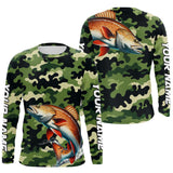 Maxcorners Black Green camo Redfish fishing Custom Long Sleeve Tournament Fishing Shirts, Red drum fishing Jersey MT2108
