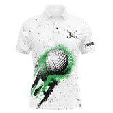 Maxcorners White Grunge Pattern Men golf polo shirts custom vintage green golf attire for men, golfer gifts