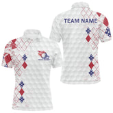 Maxcorners Red, White and Blue argyle American Flag Mens golf polo shirt custom patriotic golf apparel for men