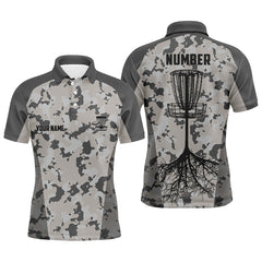 Maxcorners Disc golfing grey camo Mens disc golf polo shirts custom team disc golf attire, disc golf jerseys MT0510