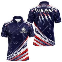 Maxcorners American Flag Camo Golf Polo Shirts For Men Custom patriotic mens golf shirts, golfer gifts | Navy