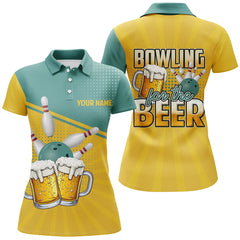Maxcorners Personalized Bowling For The Beer Retro Bowling Polo Shirt Custom Team Bowling Jerseys For Men And Women