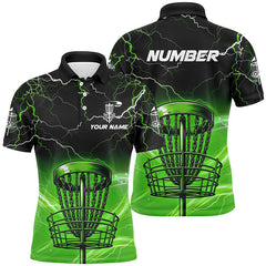 Maxcorners Green light lightning thunder Disc golf basket Men polo shirts custom disc golf tops for mens MT0510