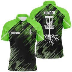 Maxcorners Green Disc golf basket camo custom name & number Men disc golf polo shirts, disc golf outfit MT0510