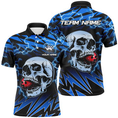 Max Corner blue lightning thunder Skull Bowling Custom Name And Team Shirt