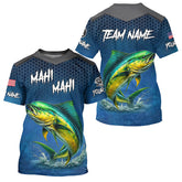 Maxcorners Blue camo Mahi mahi fishing Custom performance long sleeve team Dorado fishing tournament shirts MT2108