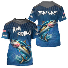 Maxcorners Blue camo Tuna fishing Custom performance long sleeve team Tuna fishing tournament shirts MT2108