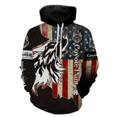Maxcorners Coyote Hunting Camo American flag patriotic coyote tattoo Customize Name 3D All Over Printed Shirts LM2608