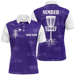 Maxcorners Purple and white Mens disc golf polo shirts custom disc golf basket, personalized disc golf gifts MT0510