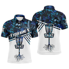 Maxcorners Mens disc golf polo shirt blue camo custom name disc golf team shirt, disc golf gifts MT0510