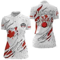 Maxcorners Personalized Canadian Flag Grunge Pattern Bowling Shirts For Men Custom Canada Bowling Team Jerseys