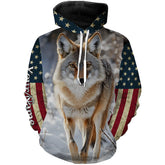 Maxcorners Coyote Hunting american flag patriotic Custom Name 3D All over print shirts LM2608