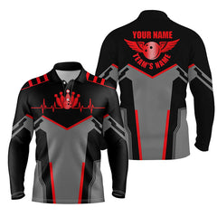 Maxcorners Red Bowling Ball And Pins Customized Name And Team Name 3D Shirt