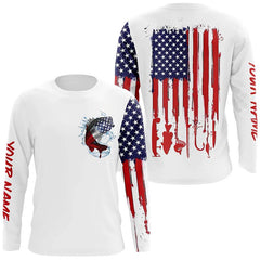 Maxcorners Customize Name American flag Largemouth Bass Fishing 3D Shirts