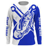 Maxcorners Largemouth bass fishing tattoo fish on blue Custom name Bass Long sleeve fishing shirts, Long Sleeve Hooded LM0201