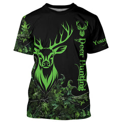 Maxcorners Deer Hunting Green Camo Customize Name 3D All Over Printed Shirts Personalized Deer Hunting gifts LM2608