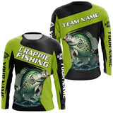 Maxcorners Black Green Crappie fishing Custom Long Sleeve Tournament Fishing Shirts, Crappie Fishing Jerseys MT2108