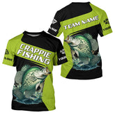 Maxcorners Black Green Crappie fishing Custom Long Sleeve Tournament Fishing Shirts, Crappie Fishing Jerseys MT2108