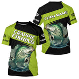 Maxcorners Black Green Crappie fishing Custom Long Sleeve Tournament Fishing Shirts, Crappie Fishing Jerseys MT2108