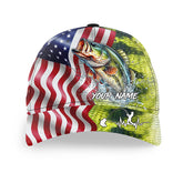 Maxcorners Largemouth Bass Fishing Scales American Flag Custom Patriotic Fishing Baseball Cap