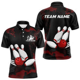Maxcorners Black And Red Bowling Shirts For Men And Women Custom Bowling Team League Jerseys, Gift For Bowlers