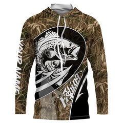 Maxcorners Largemouth Bass fishing tattoo camo fishing Custom Name Long sleeve, Long Sleeve Hooded Fishing Shirt - LM0201