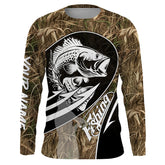 Maxcorners Largemouth Bass fishing tattoo camo fishing Custom Name Long sleeve, Long Sleeve Hooded Fishing Shirt - LM0201