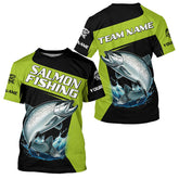 Maxcorners Black Green Chinook Salmon fishing Custom Long Sleeve Tournament Fishing Shirt, Salmon Fishing Jerseys MT2108