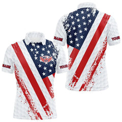 Maxcorners Red, white & blue American Flag Mens Golf polo shirts Custom patriotic golf outfit for men LM1812