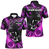 Maxcorners Purple Flame Panther Bowling Jersey Multicolor Option Customized Name, Team Name 3D Shirt