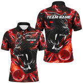 Maxcorners Red Flame Panther Bowling Jersey Multicolor Option Customized Name, Team Name 3D Shirt