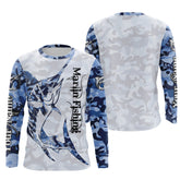 Maxcorners Marlin fishing Saltwater Fish blue camo UV protection customize name fishing apparel LM2408