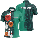 Maxcorners Green Christmas Pattern Bowling Jersey Multicolor Option Customized Name, Team Name 3D Shirt