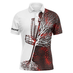 Maxcorners Mens disc golf polo shirt custom name red camo disc golf basket, personalized disc golf shirts MT0510