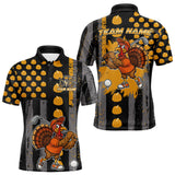 Maxcorners Funny Golf Polo Shirts For Men Custom Pumpkin American Flag Turkey Thanksgiving golf shirt MT2510