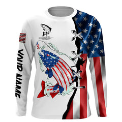 Maxcorners Salmon fishing legend American flag patriotic UV protection Customize long sleeves fishing shirts LM2408