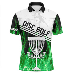 Maxcorners Green Flame Men disc golf polo shirts custom disc golf jerseys disc golf shirt MT0510