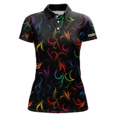 Maxcorners Colorful Rainbow Fire pattern Womens golf polos shirts custom golf attire for women