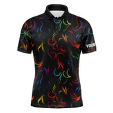 Maxcorners Colorful Rainbow Fire pattern Mens golf polos shirts custom golf attire for men