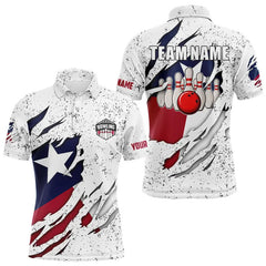 Maxcorners Personalized Texas Flag Grunge Pattern Bowling Shirts For Men Custom Texas Bowling Team Jerseys