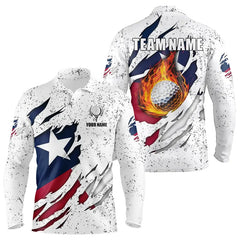Maxcorners Personalized Texas Flag Grunge Pattern Mens Golf Polo Shirts Custom Patriotic Texas Golf Team Jerseys