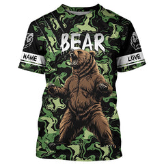 Maxcorners Bear hunter big game hunting green camouflage Customize Name 3D All Over Printed Shirts LM2608