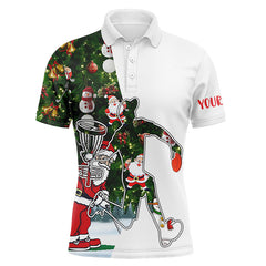 Maxcorners Mens disc golf polo shirts Christmas Santa pattern custom disc golf outfit MT0510