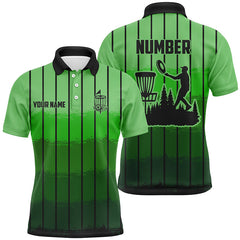 Maxcorners Green stripe Retro disc golf polo shirts for men custom name and number disc golf jerseys MT0510