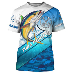 Maxcorners Tuna fishing blue sea camo UV protection long sleeve fishing shirts, custom Tuna fishing jerseys LM2408