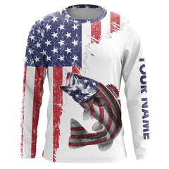 Maxcorners American flag Largemouth Bass patriotic fishing Custom Bass tournament long sleeves fishing shirts LM0501