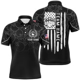 Maxcorners Black Bowling Polo Bowling Shirts Custom American Flag Patriotic Bowling Team League Jerseys For Men And Women