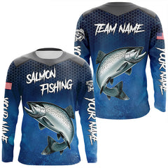 Maxcorners Blue camo Chinook Salmon fishing Custom performance long sleeve team Salmon fishing tournament shirts MT2108