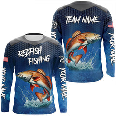 Maxcorners Blue camo Redfish fishing Custom performance long sleeve team Red Drum fishing tournament shirts MT2108