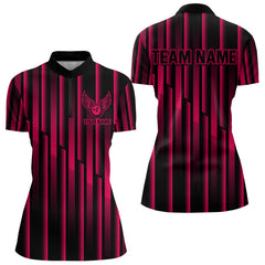Maxcorners Black And Pink Neon Light Pattern Bowling Polo Shirt For Women Custom Team Bowling Jersey